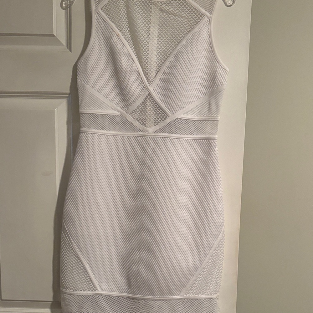 Express White Backless Mesh Dress